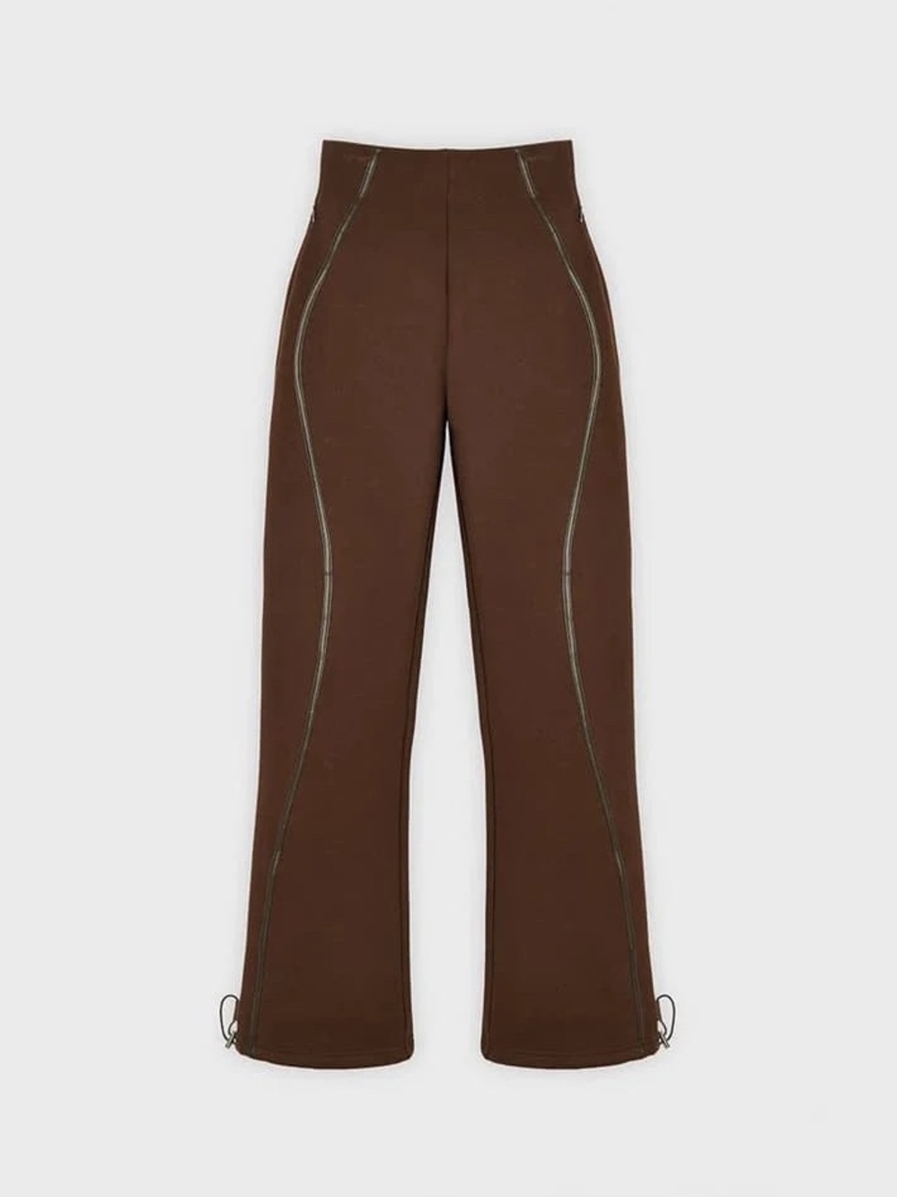 Manière De Voir Brown High-Waist Flared Seam-Detail Pants